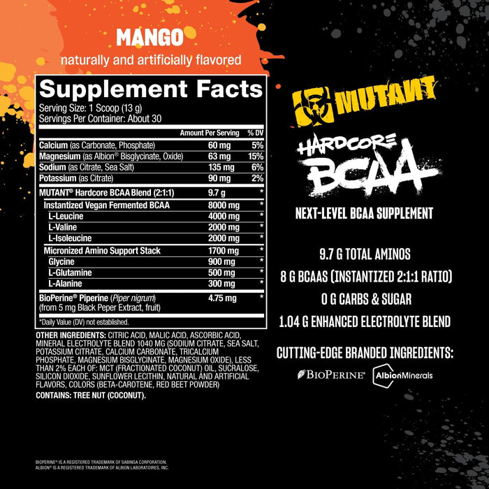 MUTANT Hardcore BCAA | Branched-Chain Amino Acids for Muscle Recovery, Hydration & Endurance