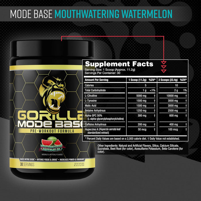 Gorilla Mind Gorilla Mode Base Pre-Workout Supplement Mouthwatering Watermelon | TigerFitness.com