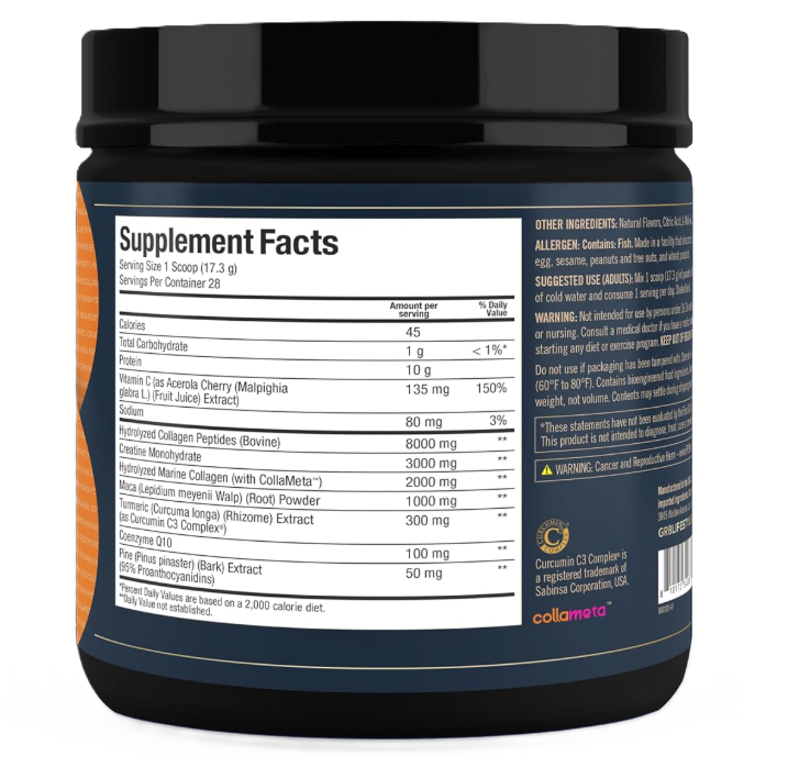 GR8 Lifestyle Rejuven8 Supplement Facts Panel – Ingredients & Nutrition Information