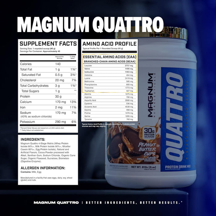 Magnum Quattro Protein Supplement Facts and Ingredients 4lb
 – TigerFitness.com