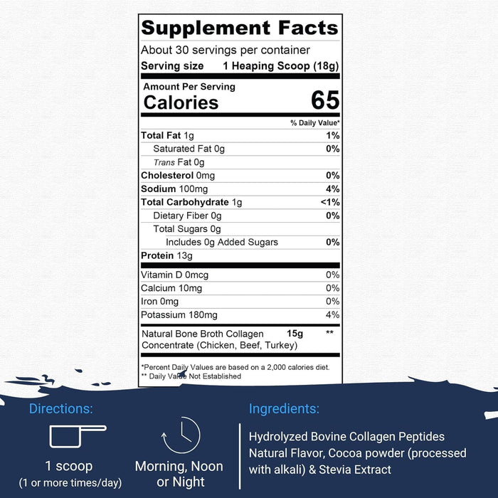 Gaspari Bone Broth Collagen ingredients Natural Chocolate  – collagen peptides and bone broth protein formula