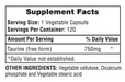 Hi-Tech Pharma Taurine Supplement Facts Label | Ingredients & Directions | TigerFitness.com