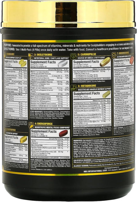 Allmax Vitastack Supplement Facts & Ingredients Label 30 Multi-Packs Tigerfitness.com