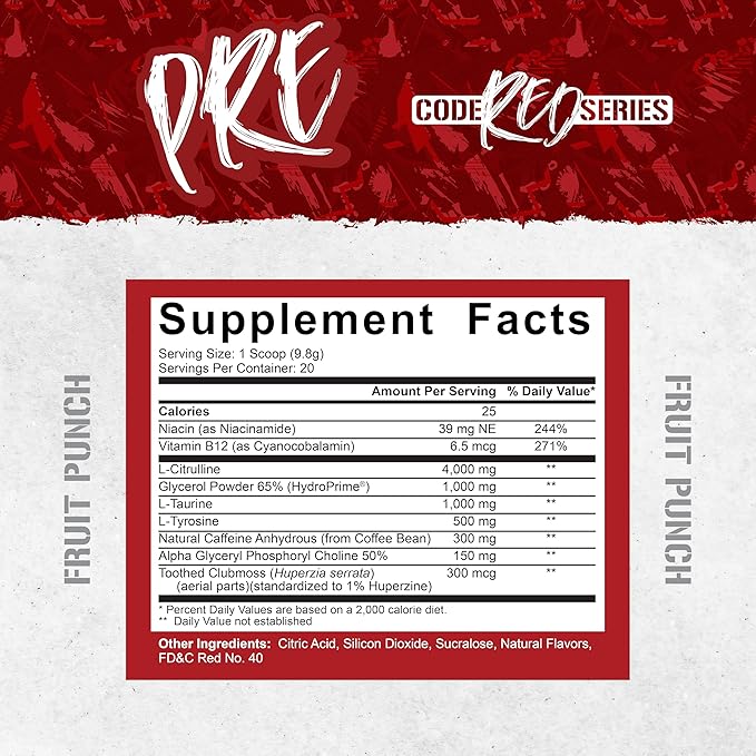 5% Nutrition Code Red | High-Stim Pre-Workout Energy