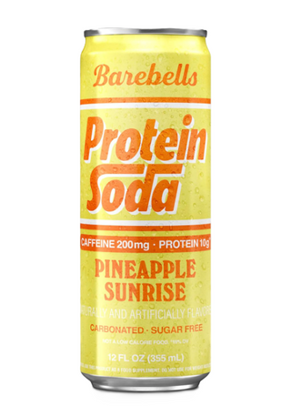 Barebells Protein Soda RTD carbonated high-protein beverage can Pineapple Sunrise