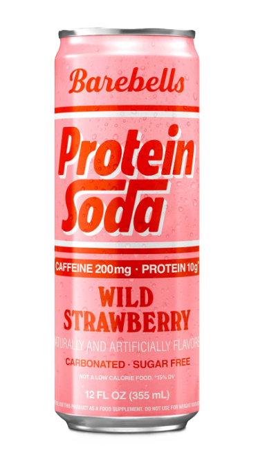 Barebells Protein Soda RTD carbonated high-protein beverage can Wild Strawberry