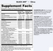 Back label of DAS Labs Black Ant Pre-Workout Citrus Flavor displaying the Supplement Facts panel, ingredient list, suggested use, warnings, and manufacturer information.