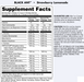 Back label of DAS Labs Black Ant Pre-Workout Strawberry Lemonade displaying the Supplement Facts panel, ingredient list, suggested use, warnings, and manufacturer information.