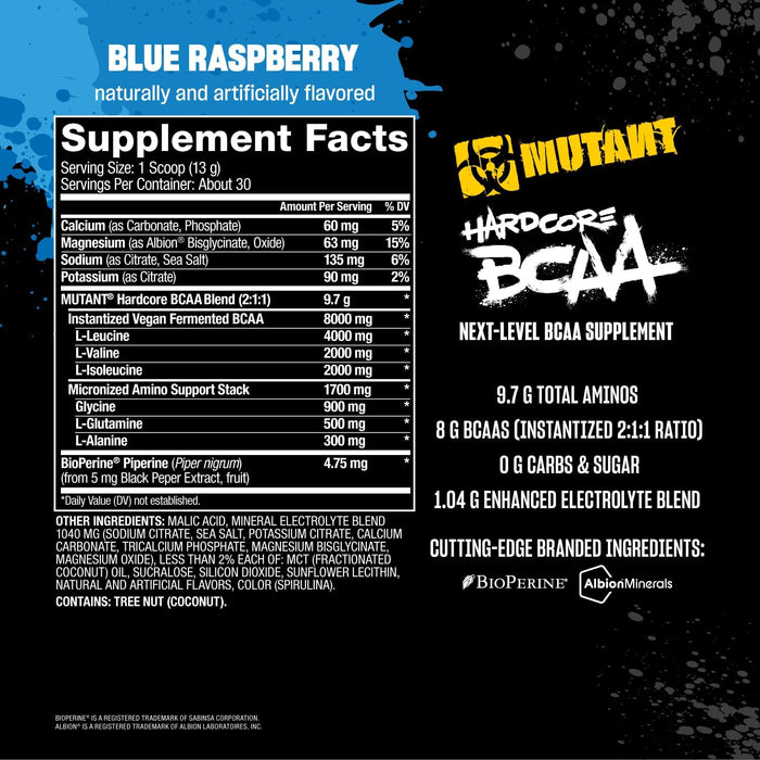 MUTANT Hardcore BCAA | Branched-Chain Amino Acids for Muscle Recovery, Hydration & Endurance