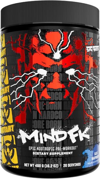 MUTANT MIND FK Pre-Workout Blue Raspberry 20 Servings  – Nootropic Energy & Focus Formula – TigerFitness