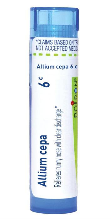Boiron Allium Cepa 6C meltaway pellets for cold symptom relief – approx 80 pellets tube packaging