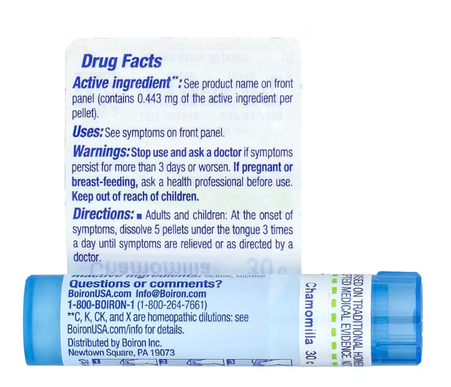 Boiron, Chamomilla, 30C, Teething & Irritability Facts
