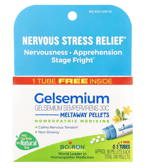 Boiron Gelsemium meltaway pellets for fever, flu-like symptoms and nervous tension