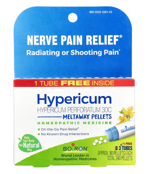 Boiron Hypericum Perforatum 30C three pack nerve pain relief pellets