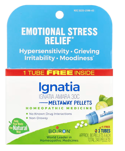 Boiron Ignatia Amara 30C three pack emotional stress relief pellets