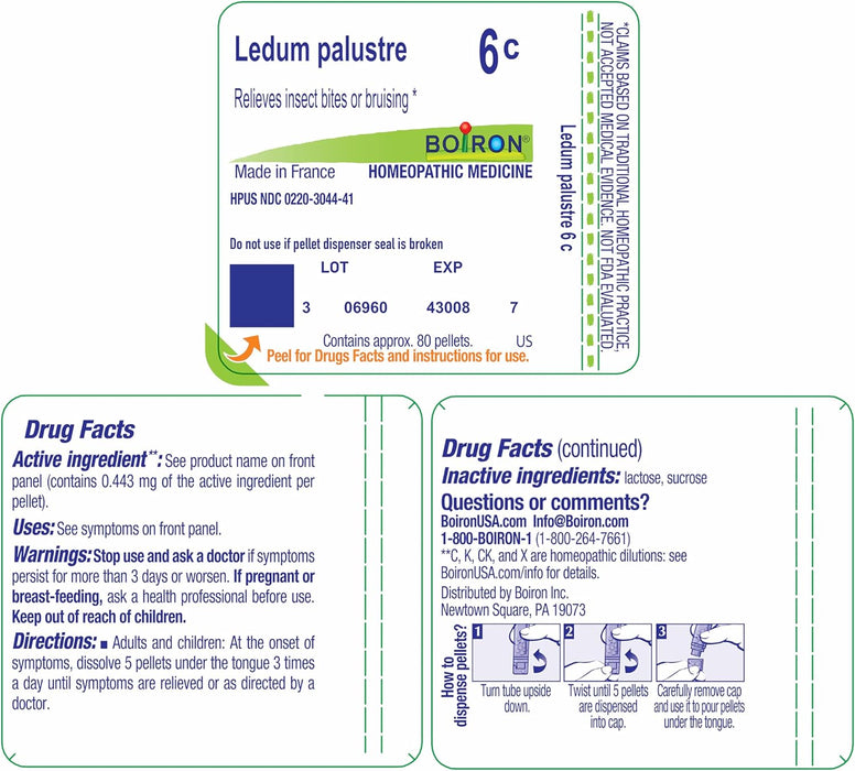 Boiron Ledum Palustre 6C Homeopathic Medicine for Insect Bites - 80 Pellets Facts