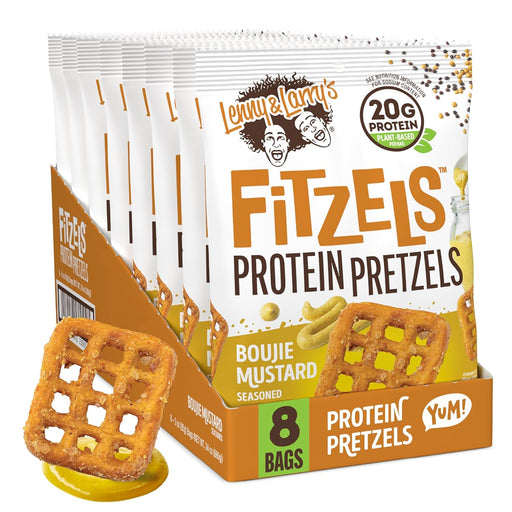 Lenny & Larry’s FITZELS Boujie Mustard high protein pretzel snack bag – TigerFitness.com