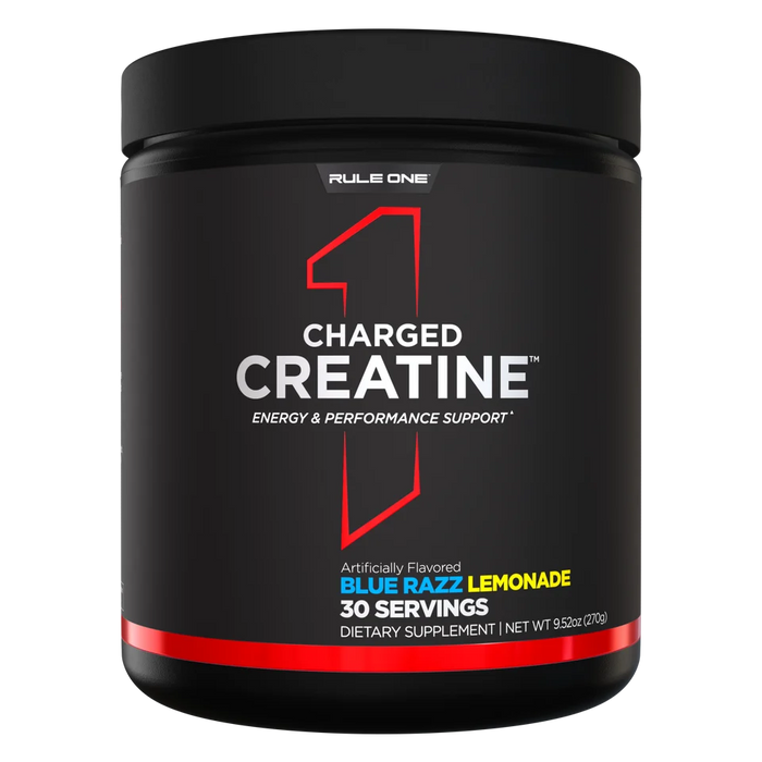 Rule 1 Charged Creatine Blue Razz Lemonade, 30 serving tub