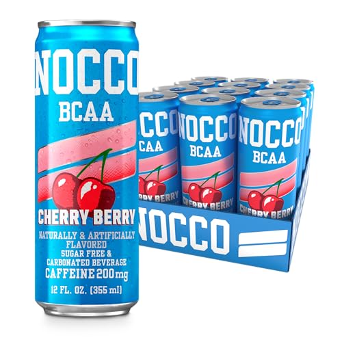 NOCCO BCAA RTD Cherry Berry – Low-Calorie BCAA Drink with Vitamins for Recovery and Hydration