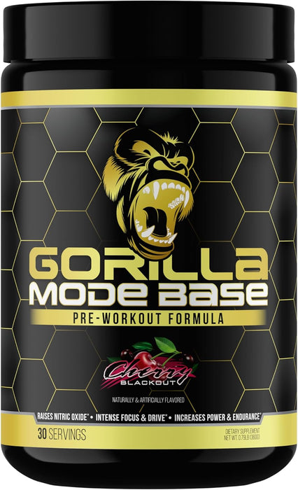 Gorilla Mind Gorilla Mode Base Pre-Workout Cherry Blackout 30 Servings | Stimulant-Free Pump & Performance Support | TigerFitness.com
