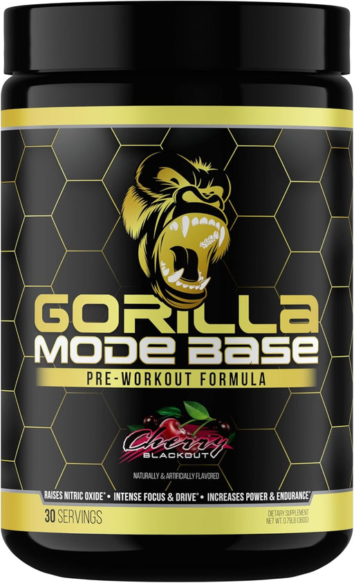 Gorilla Mind Gorilla Mode Base Pre-Workout Cherry Blackout 30 Servings | Stimulant-Free Pump & Performance Support | TigerFitness.com