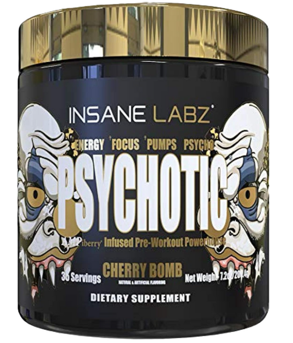 Insane Labz Psychotic Gold Cherry Bomb Pre-Workout | High-Stim Energy, Focus & Pump Formula | 35 Servings | Shop TigerFitness.com