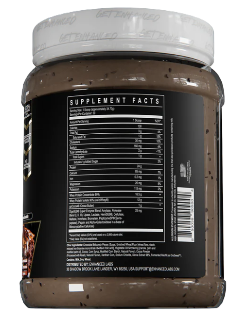 Enhanced Labs iO Premium Whey Chocolate Brownie Supplement Facts Label – Ingredients & Nutrition | TigerFitness