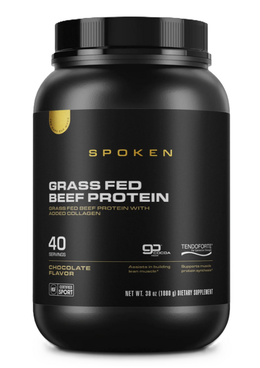 Spoken Nutrition Grass-Fed Beef Protein Chocolate – dairy-free protein powder for muscle recovery and lean strength