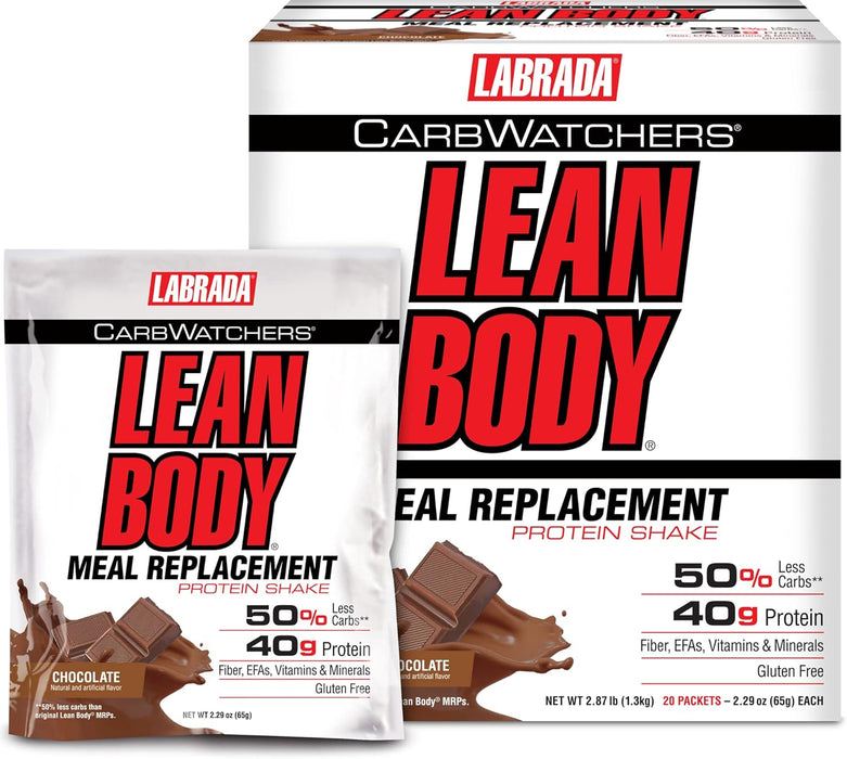 Labrada Lean Body CarbWatchers Packets – Chocolate Low-Carb Meal Replacement Shakes | TigerFitness