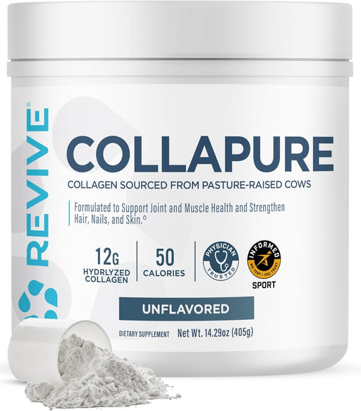 Revive MD CollaPURE beef collagen powder supplement for joint, skin, and hair support 