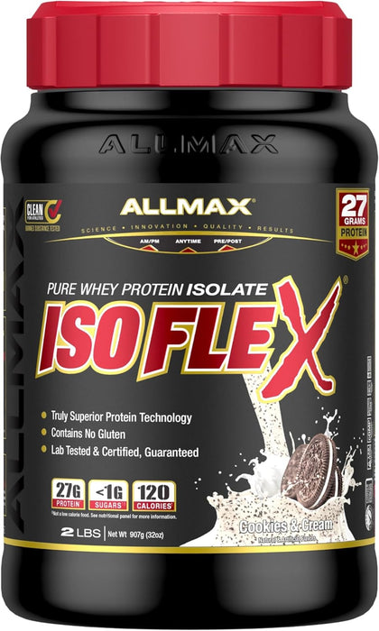 Allmax Isoflex 100% Whey Protein Isolate Cookies & Cream 2lb– Lean Muscle & Recovery Support