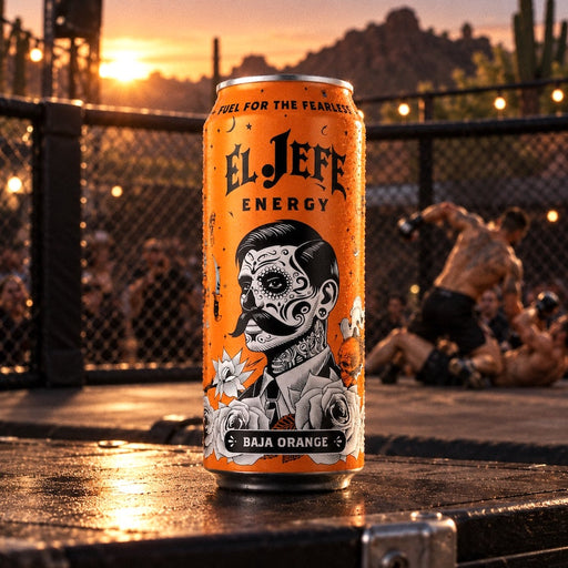 El Jefe Energy Drink Baja Orange 16 oz can