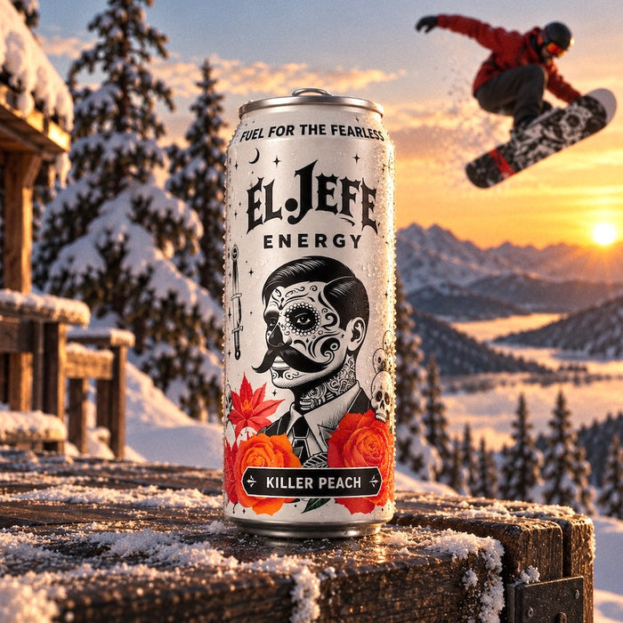 El Jefe Energy Drink Killer Peach 16 oz can