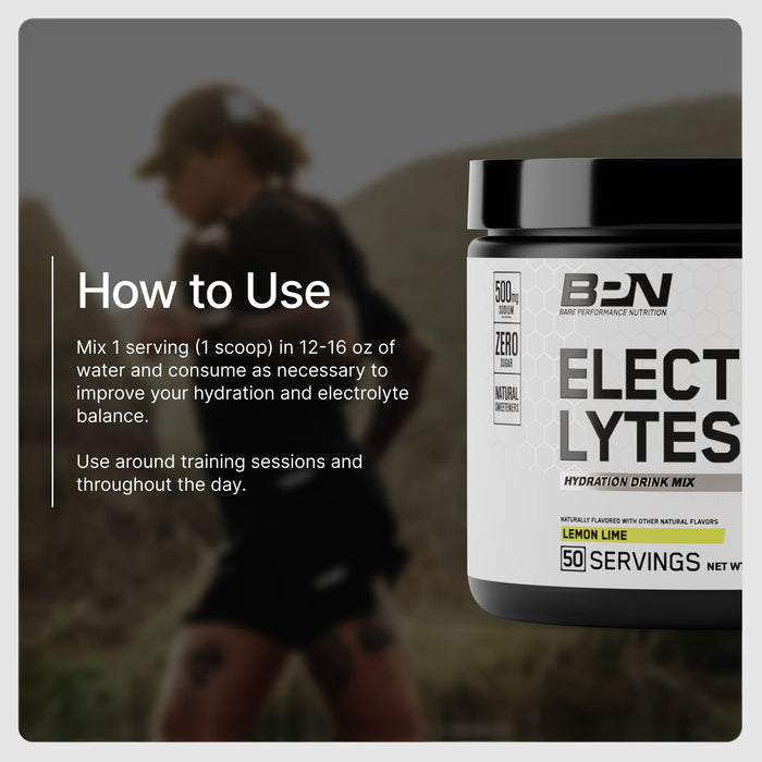 How to use BPN Electrolytes, one scoop in 16 to 20 oz of water