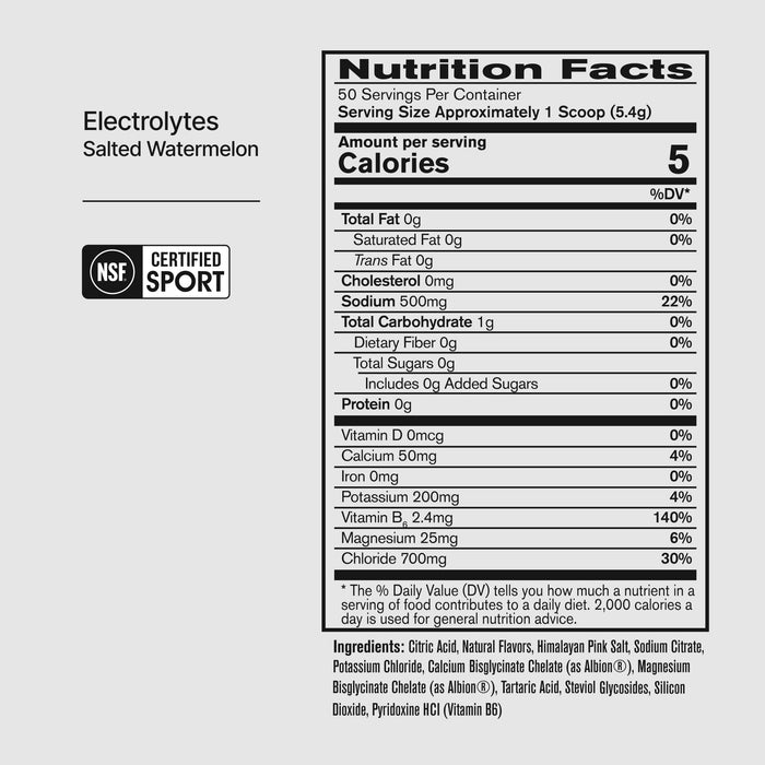 BPN Electrolytes Salted Watermelon supplement facts panel and ingredients