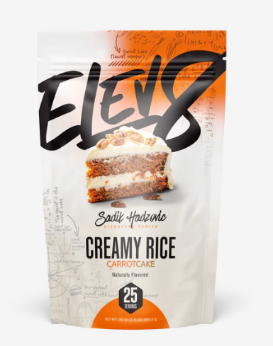 Elev8 Creamy Rice Carrot Cake flavored carb supplement for pre and post workout energy