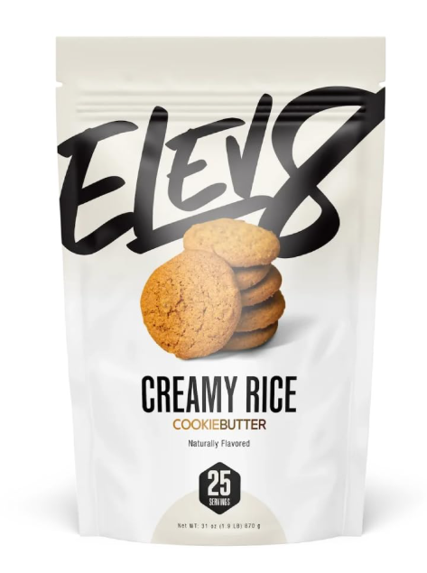 Elev8 Creamy Rice Cookie Butter flavored carb supplement for energy and recovery support