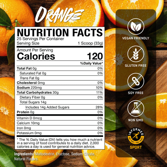 Endurance Carb Orange Supplement Facts
