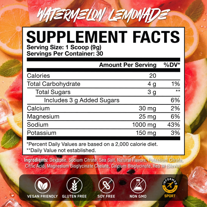 Endurance Hydrate Watermelon Lemonade Supplement Facts