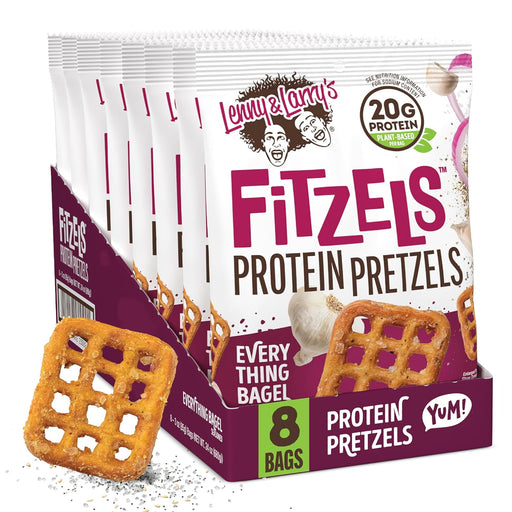 Lenny & Larry’s FITZELS Everything Bagel high protein pretzel snack bag – TigerFitness.com