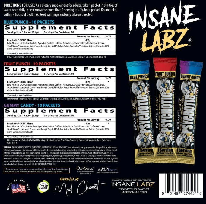 Insane Labz Psychotic Gold Stickpack Variety Bag