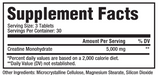 Supplement Facts – Metabolic Nutrition Creatine 5000 Tablets Ingredients – TigerFitness