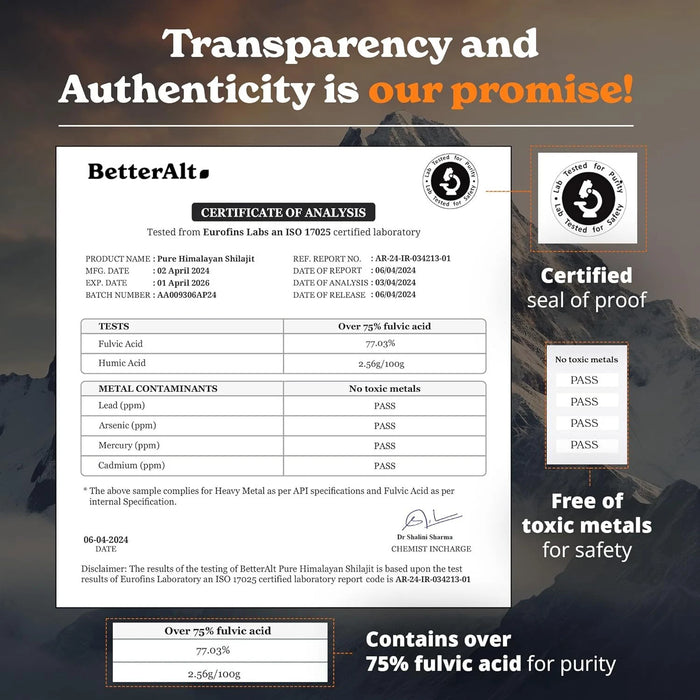 BetterAlt Shilajit Resin Jar with Scoop – Premium Ayurvedic Wellness and Vitality Support