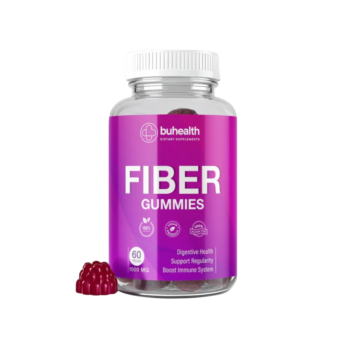 BuHealth Fiber Gummies 1000 mg – 60 Vegan Gummies - Gluten Free, Natural Berry Flavor