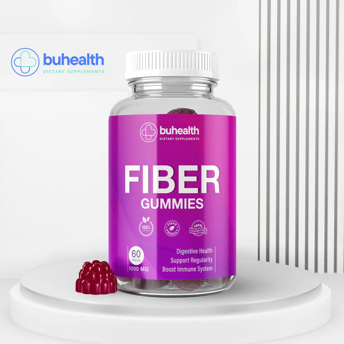 BuHealth Fiber Gummies 1000 mg – 60 Vegan Gummies - Gluten Free, Natural Berry Flavor