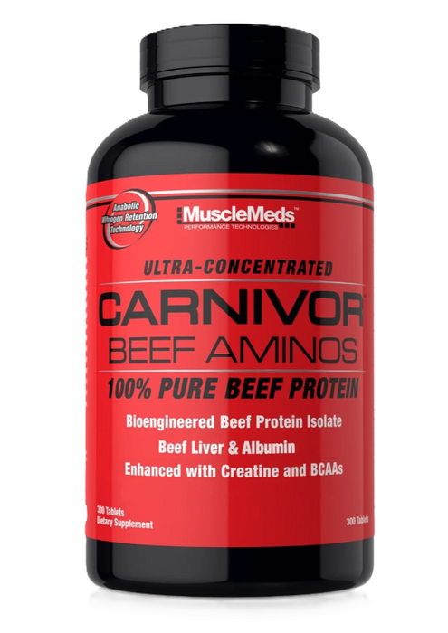 MuscleMeds Carnivor Beef Aminos 300 Tablets | Hydrolyzed Beef Protein Tablets for Muscle Growth & Recovery | Tigerfitness.com