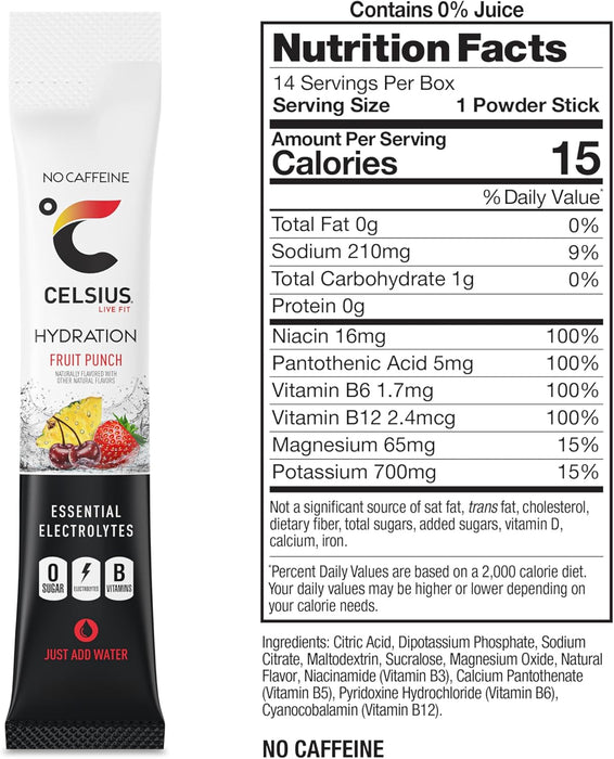 Celsius Hydration Sticks | Electrolyte Drink Mix with Energy Support
