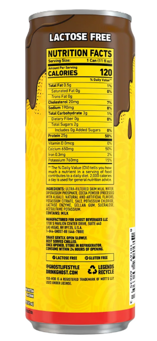 GHOST® Protein Drink x YOO-HOO® Chocolate nutrition facts and ingredients