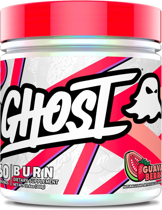 GHOST Burn weight management powder supplement for metabolism and energy support. Guava Berry Flavor,  60 Servings 
