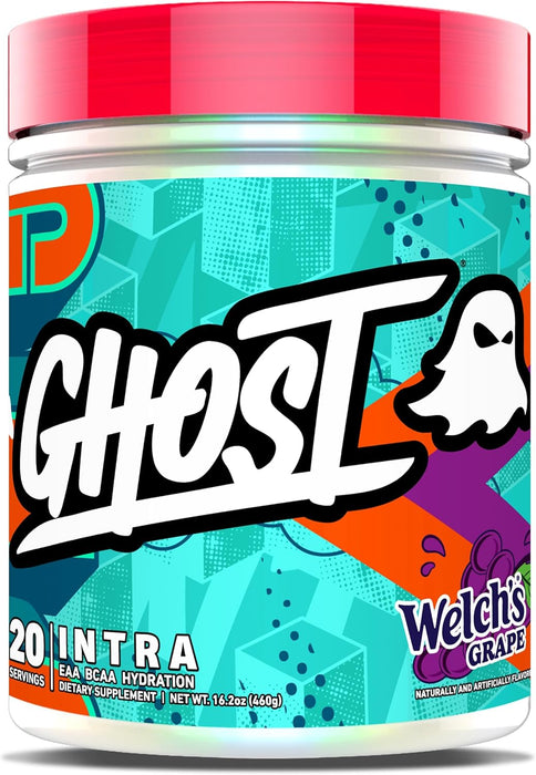 GHOST Intra intra-workout supplement for endurance hydration and recovery 20 Servings Welch's Grape 